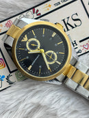 Premium Two-Tone Chronograph Style Luxury Watch Black Dial – Men
