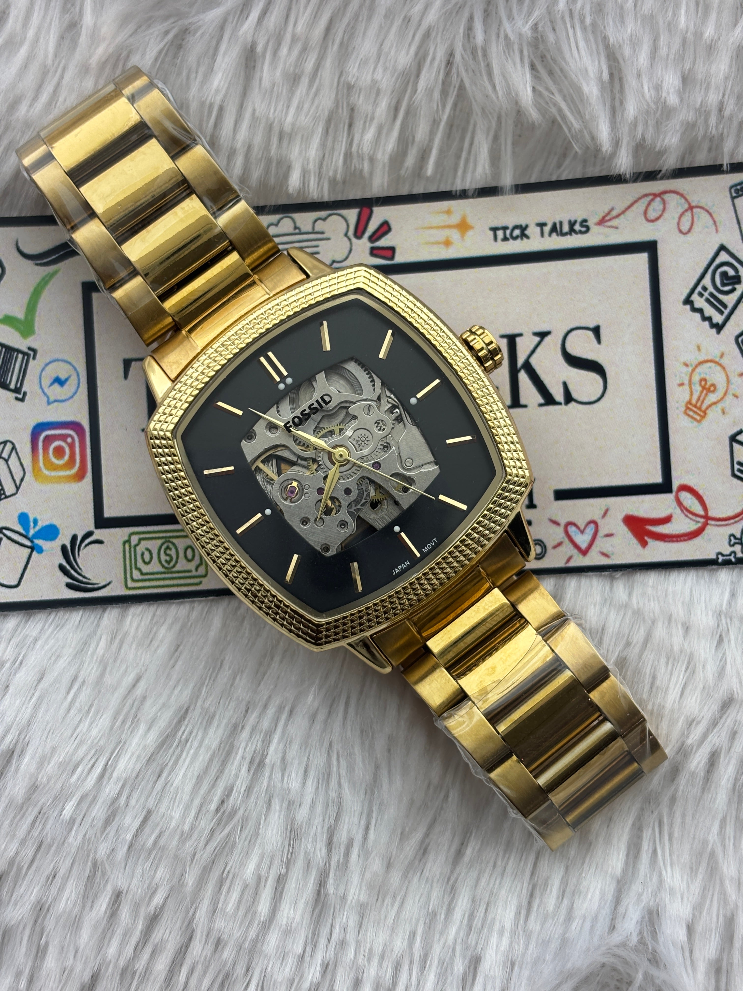 Premium Gold Automatic Skeleton Luxury Watch – Men