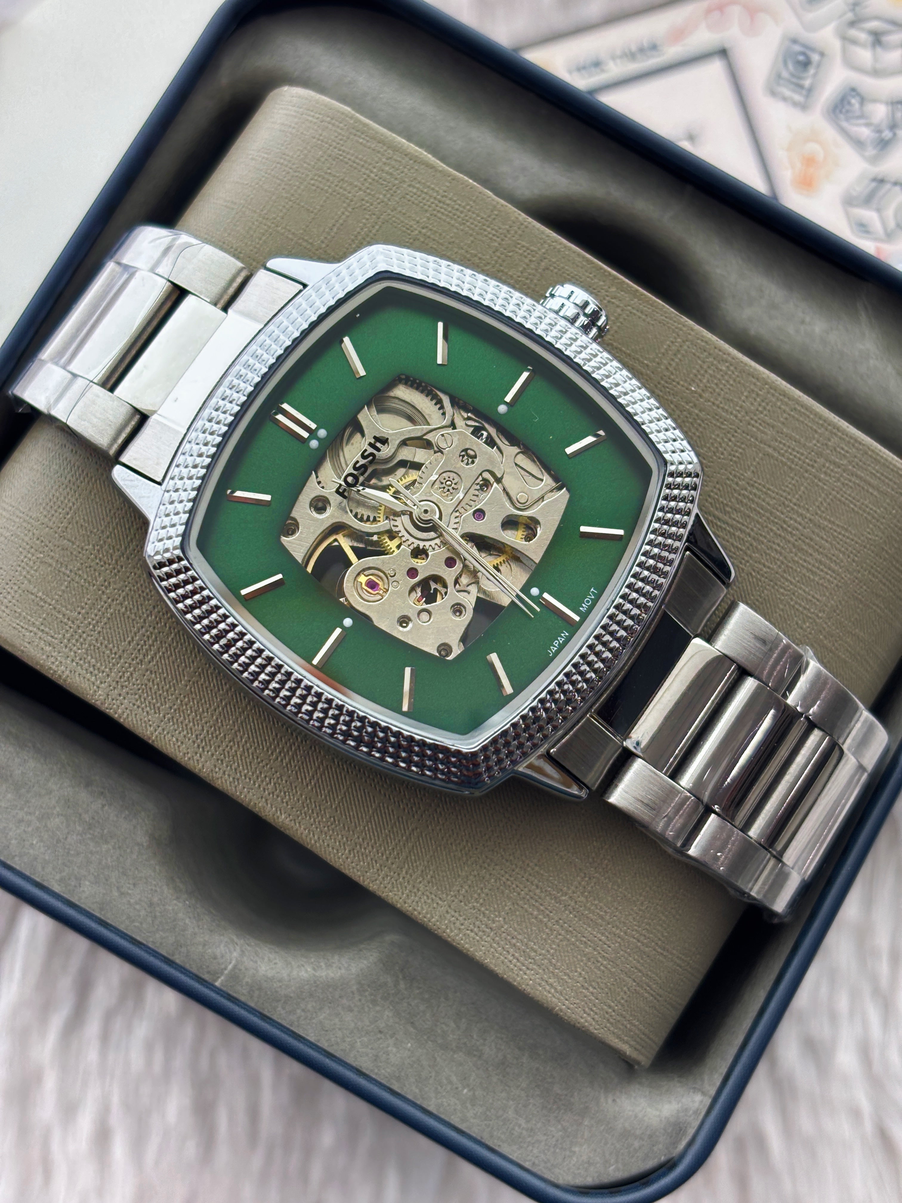 Premium Green Automatic Skeleton Luxury Watch – Men