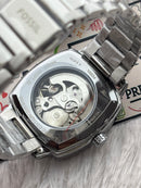 Premium Silver Automatic Skeleton Luxury Watch – Men
