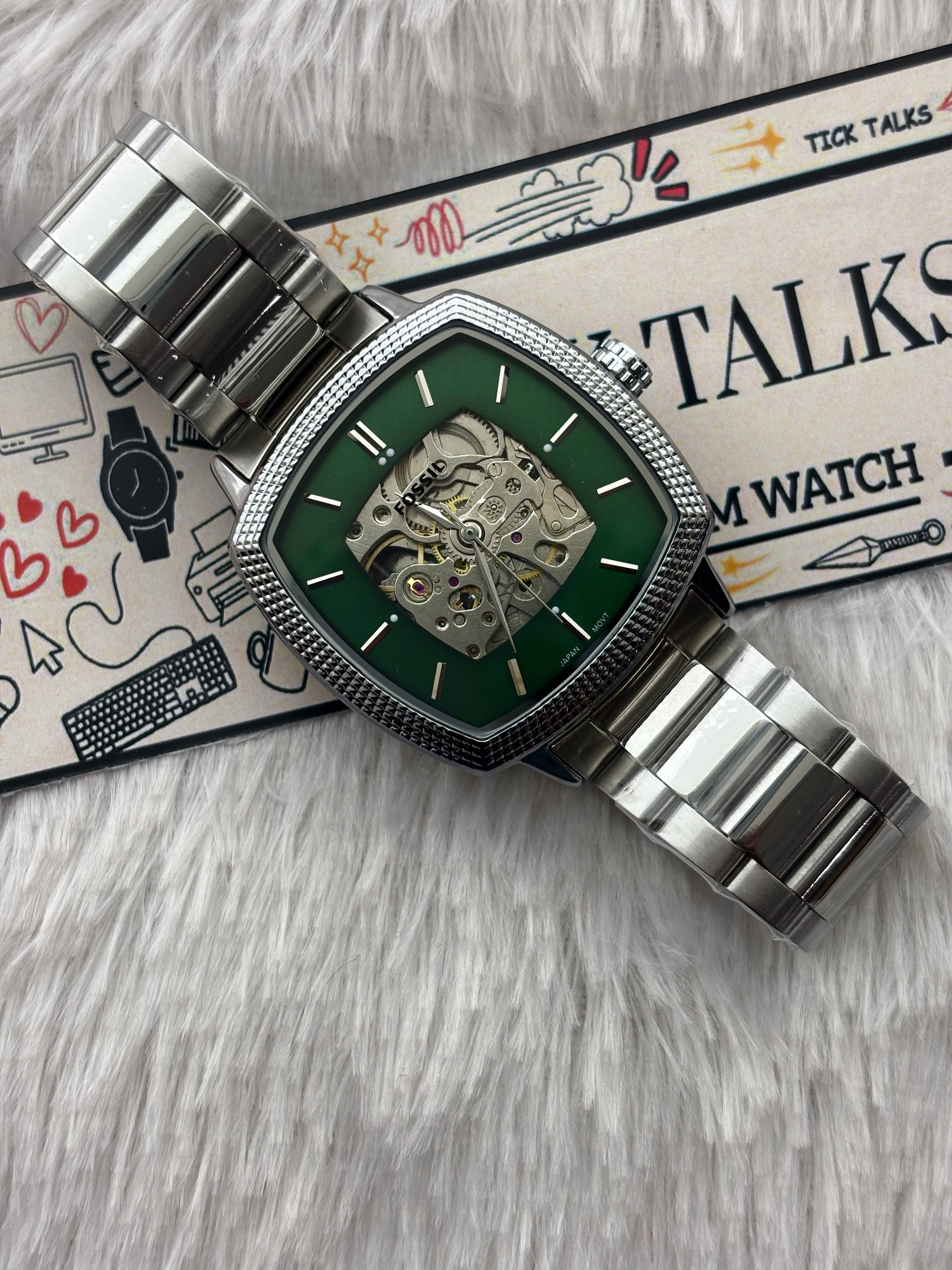 Premium Green Automatic Skeleton Luxury Watch – Men
