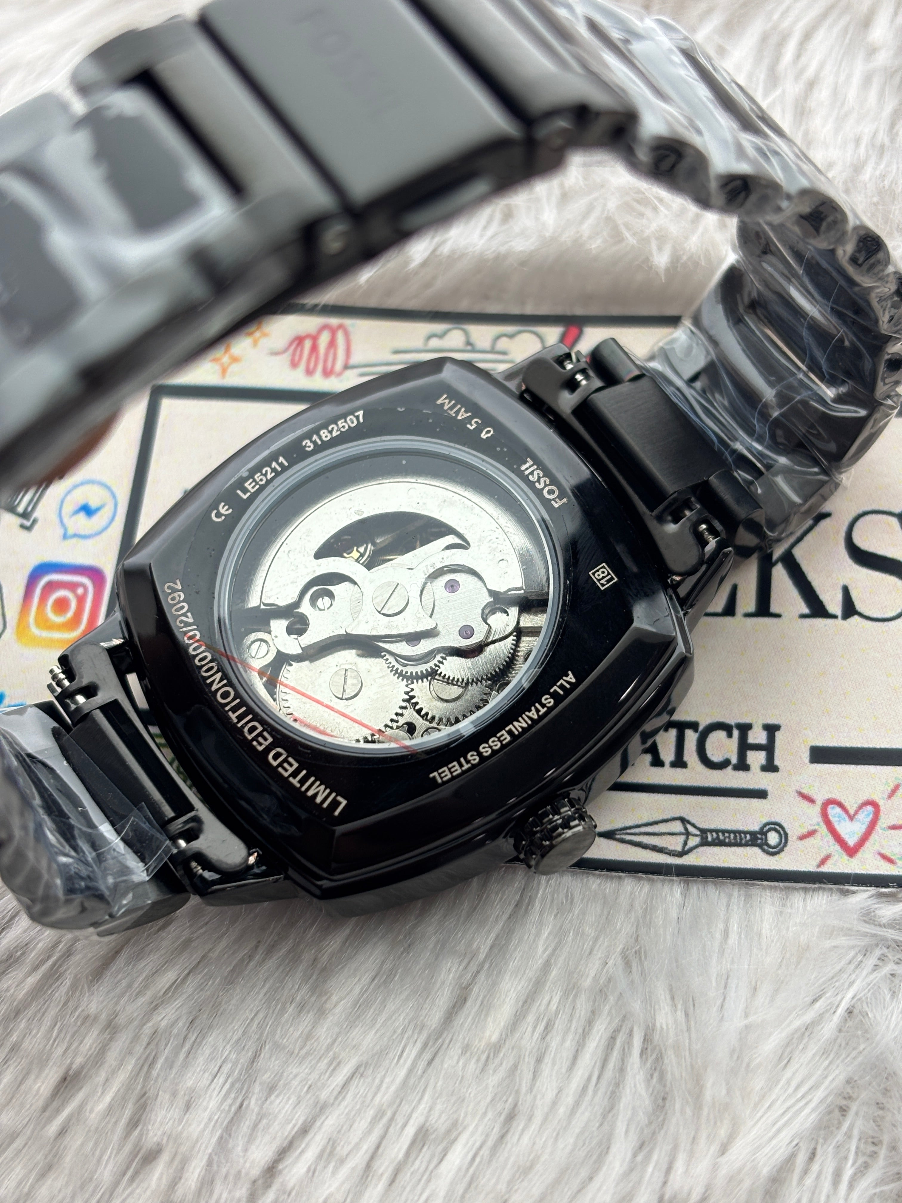 Premium Black Automatic Skeleton Luxury Watch – Men