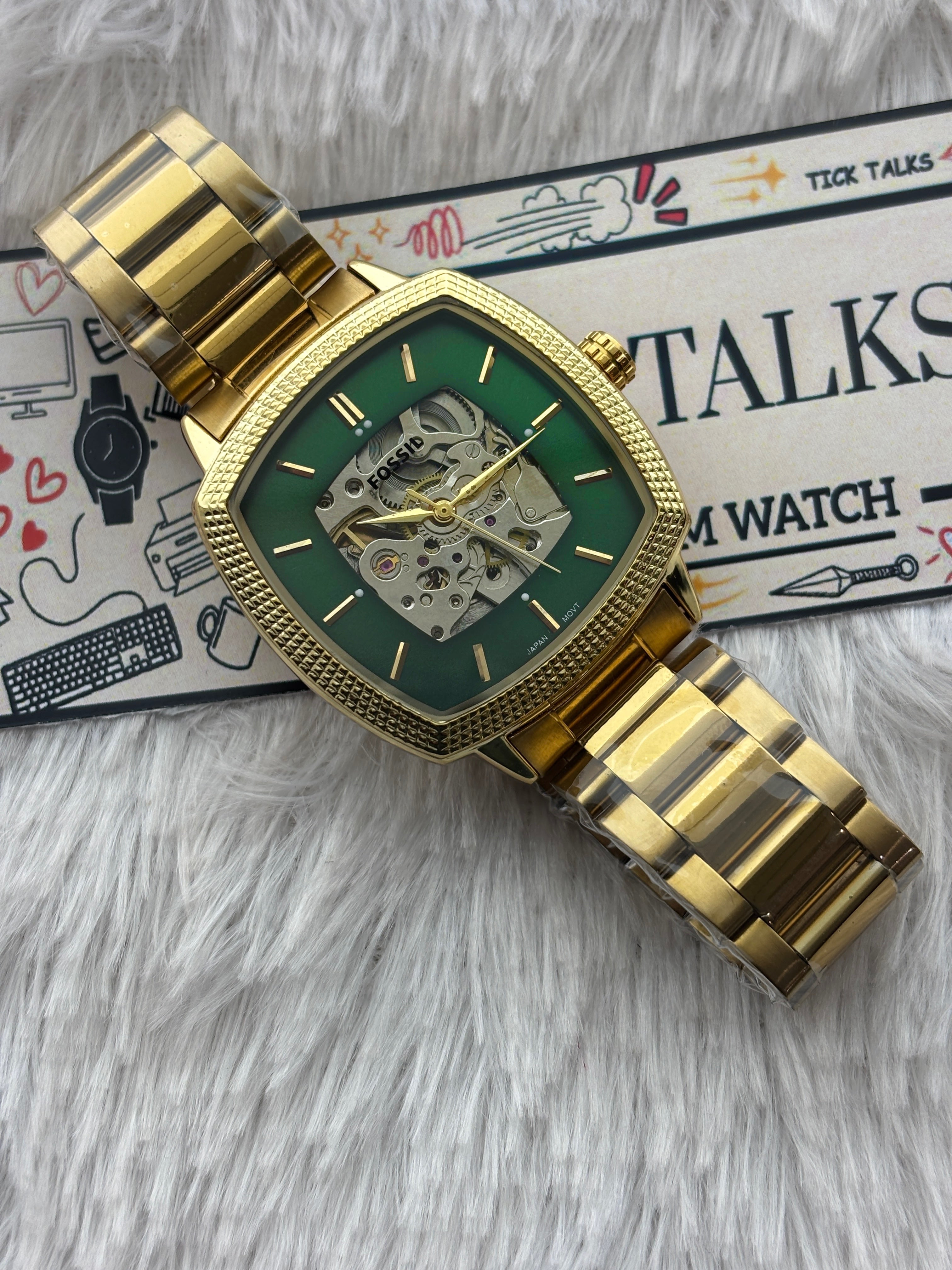 Premium Green Automatic Skeleton Luxury Watch – Men