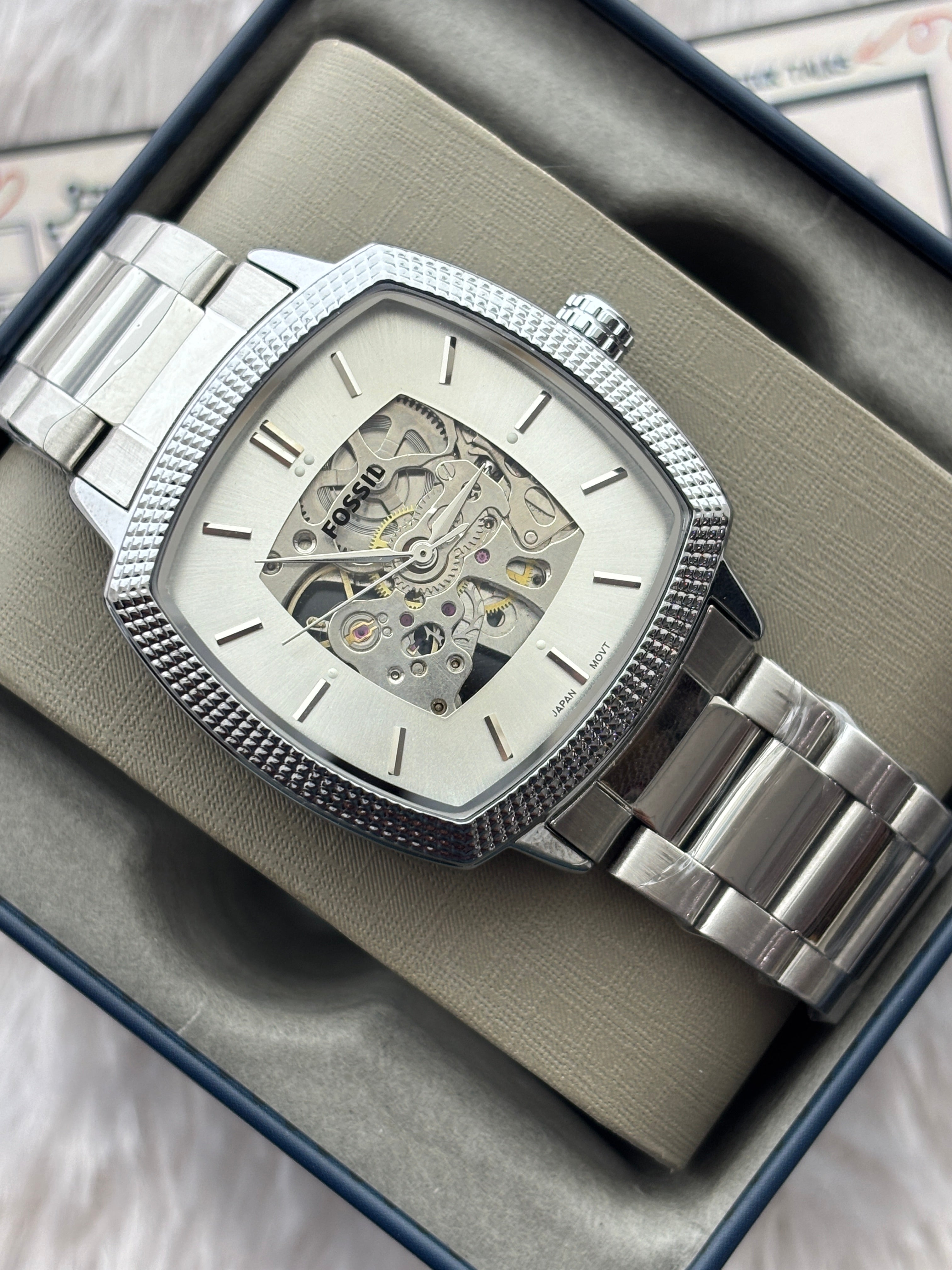Premium Silver Automatic Skeleton Luxury Watch – Men