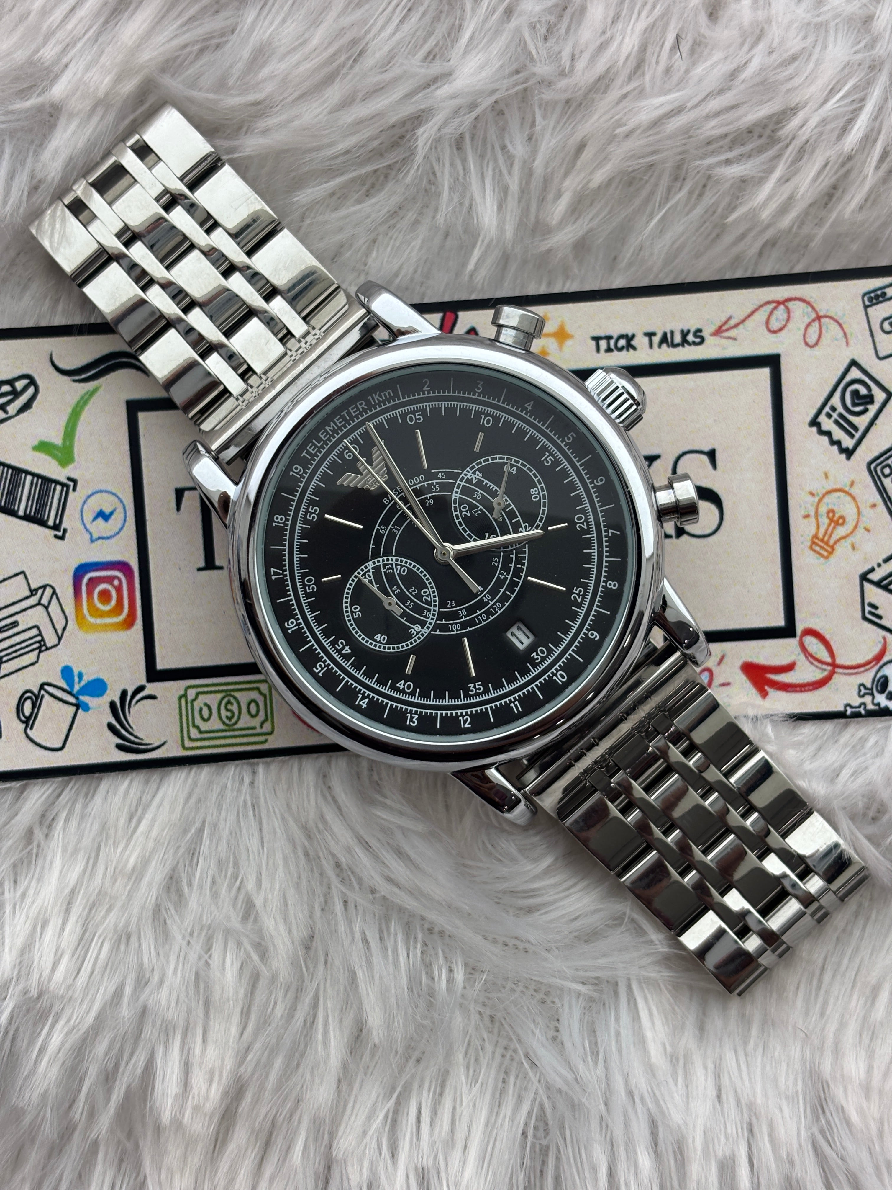Premium Black Multifunction Luxury Watch – Men