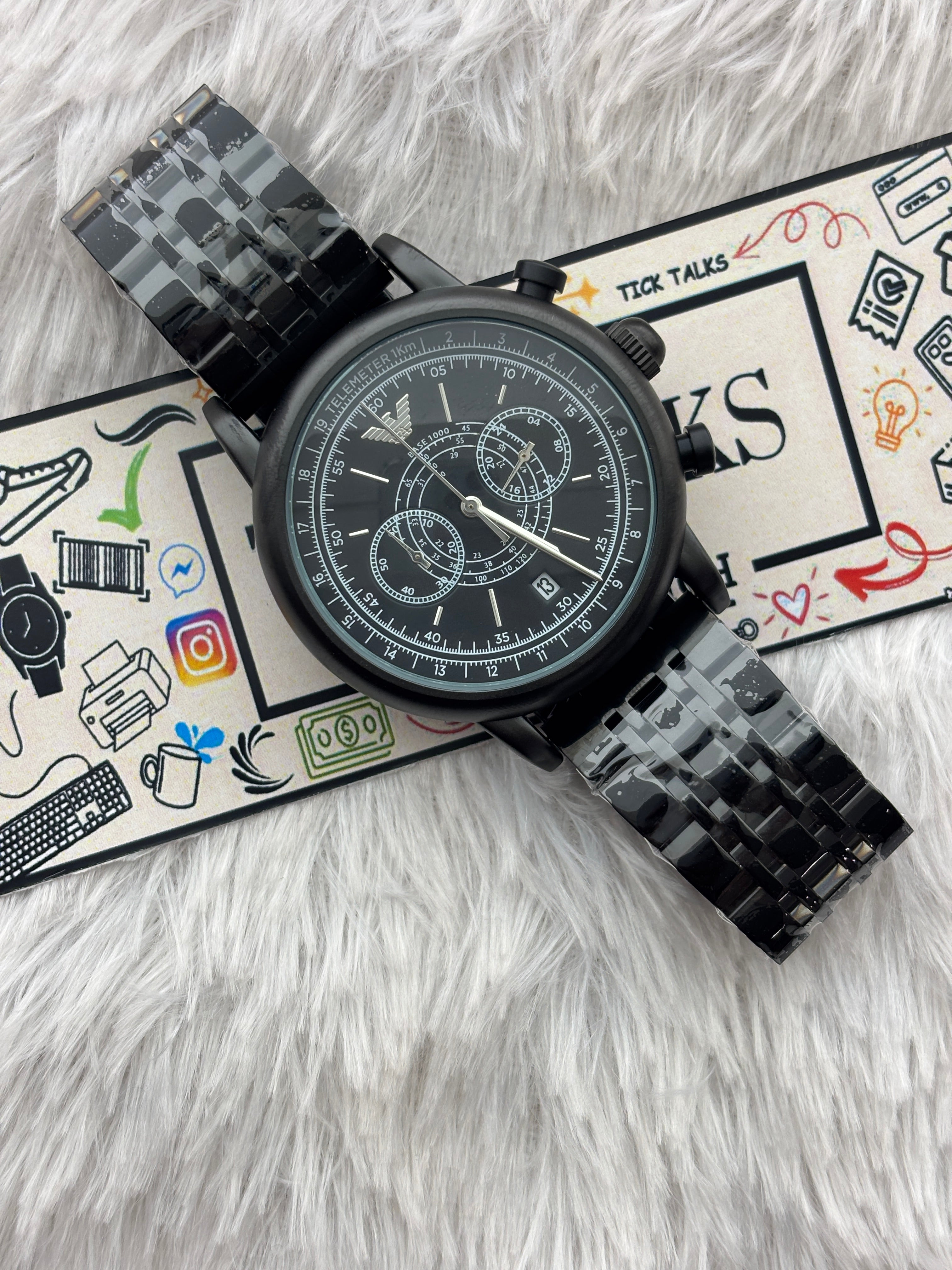 Premium Black Multifunction Luxury Watch – Men