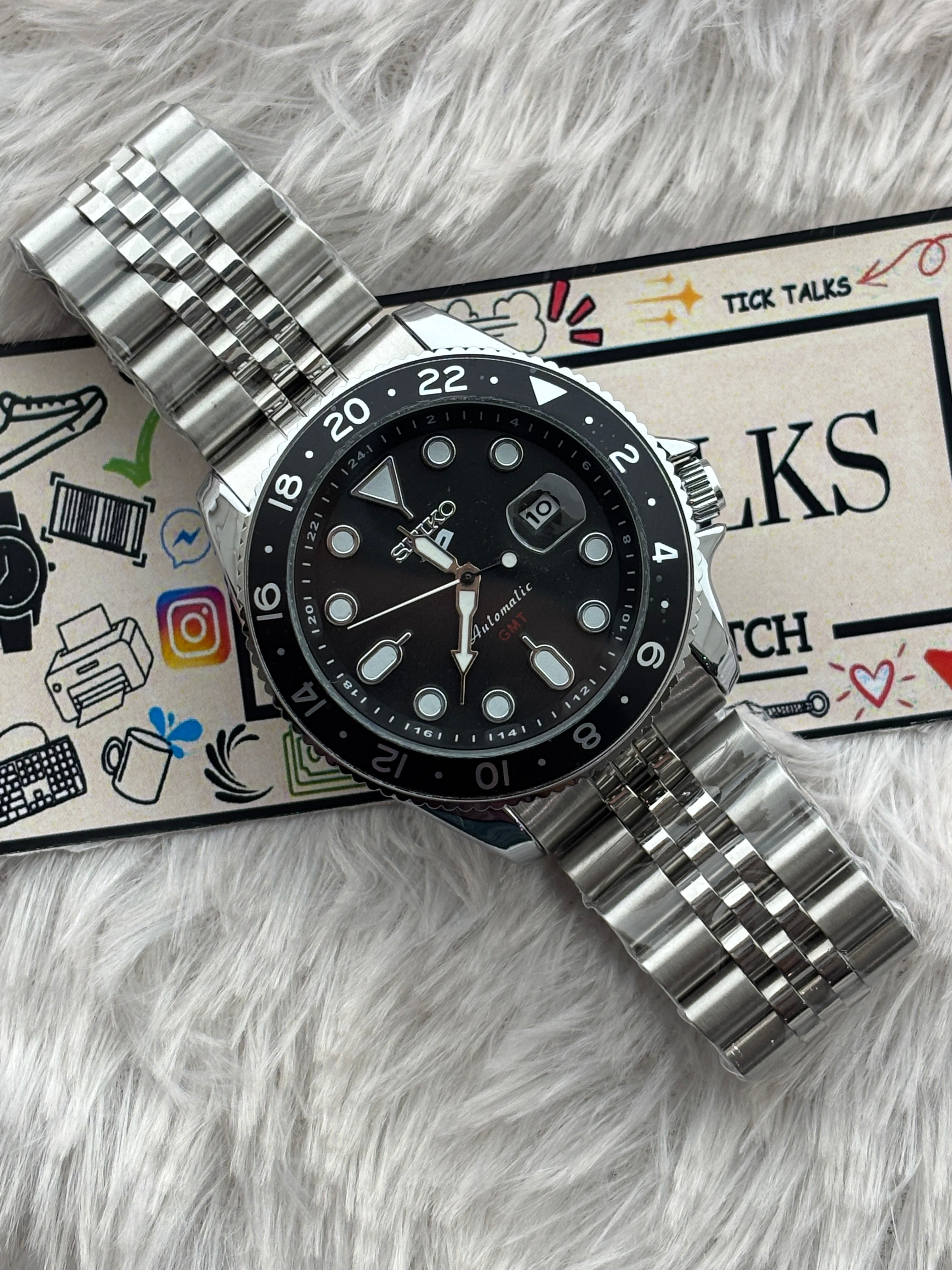 Premium Black GMT Automatic Luxury Watch – Men