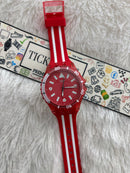 Red Transparent Sport Men’s Watch with Silicone Strap
