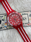 Red Transparent Sport Men’s Watch with Silicone Strap