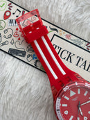 Red Transparent Sport Men’s Watch with Silicone Strap