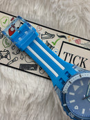 Blue Transparent Sport Men’s Watch with Silicone Strap