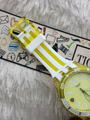 Yellow Transparent Sport Men’s Watch with White Silicone Strap