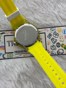 Yellow Transparent Sport Men’s Watch with White Silicone Strap