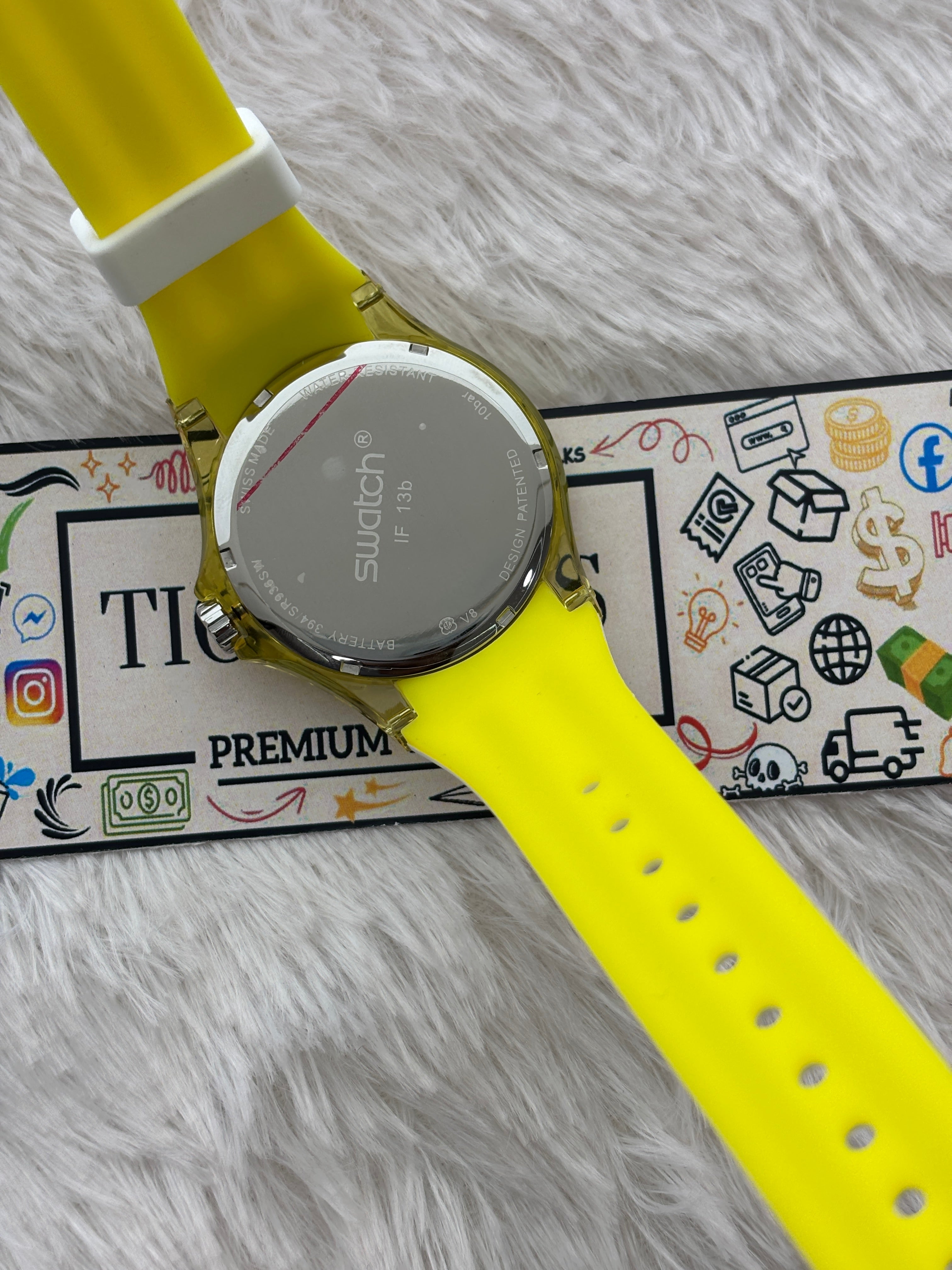 Yellow Transparent Sport Men’s Watch with White Silicone Strap