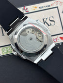 Premium Silver Skeleton Automatic Rubber Strap Luxury Watch – Men