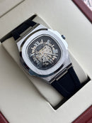 Premium Silver Skeleton Automatic Rubber Strap Luxury Watch – Men