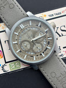 Premium Grey Skeleton Chronograph Leather Strap Luxury Watch – Men