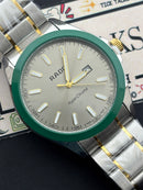Premium Two-Tone Green Bezel Luxury Watch Silver Dial Steel Bracelet – Men