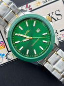 Premium Two-Tone Green Dial Luxury Watch Steel Bracelet – Men
