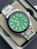 Premium Silver Green Dial Luxury Watch Steel Bracelet – Men