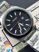 Premium Silver Black Dial Luxury Watch Steel Bracelet – Men