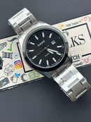 Premium Silver Black Dial Luxury Watch Steel Bracelet – Men