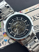 Premium Skeleton Automatic Style Luxury Watch Silver Dial Stainless Steel Bracelet – Men