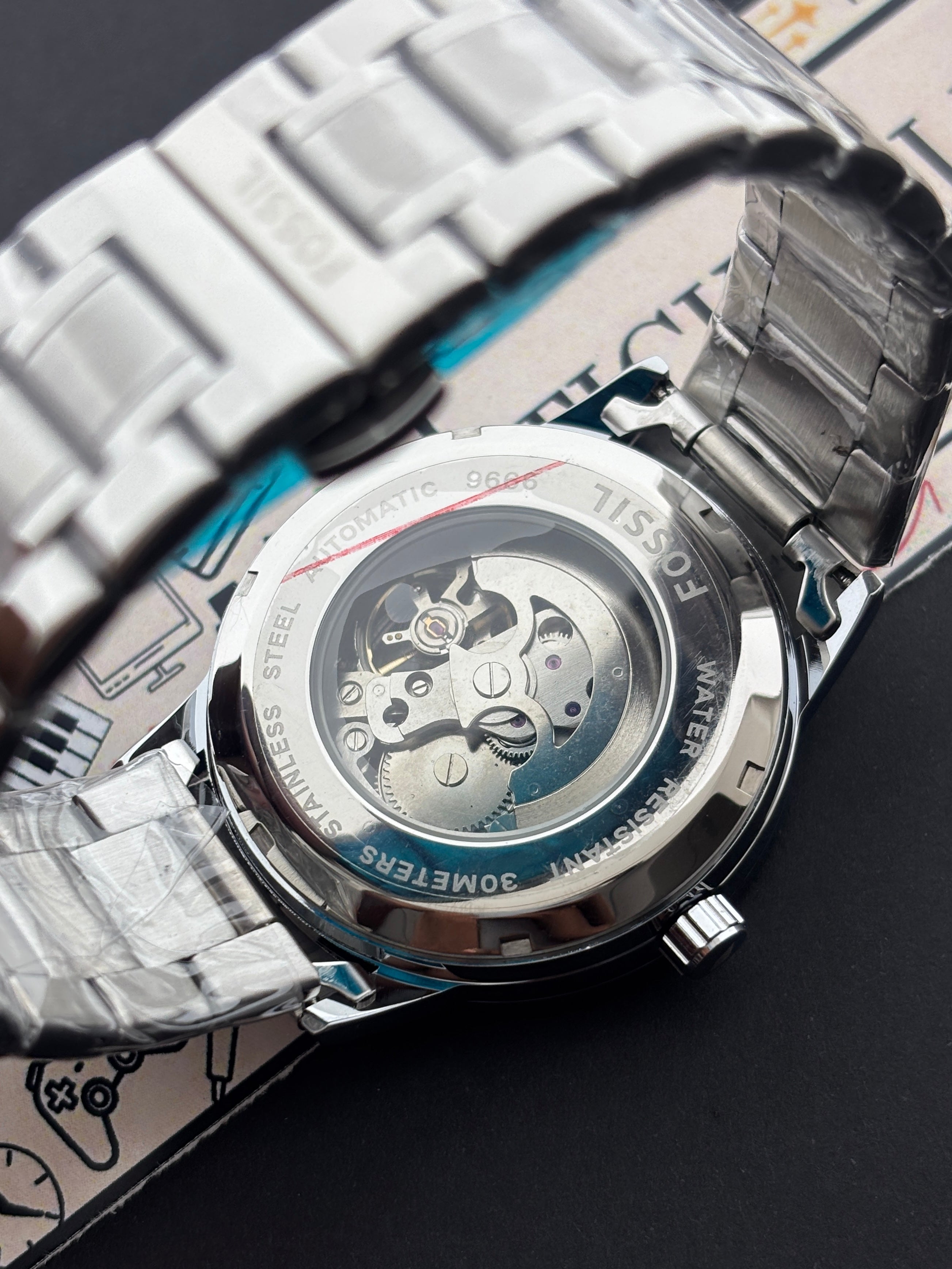 Premium Skeleton Automatic Style Luxury Watch Silver Dial Stainless Steel Bracelet – Men