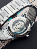 Premium Silver Skeleton Automatic Watch – Men