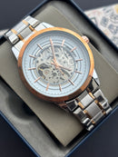 Premium Two-Tone Skeleton Automatic Watch – Men