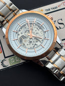 Premium Two-Tone Skeleton Automatic Watch – Men
