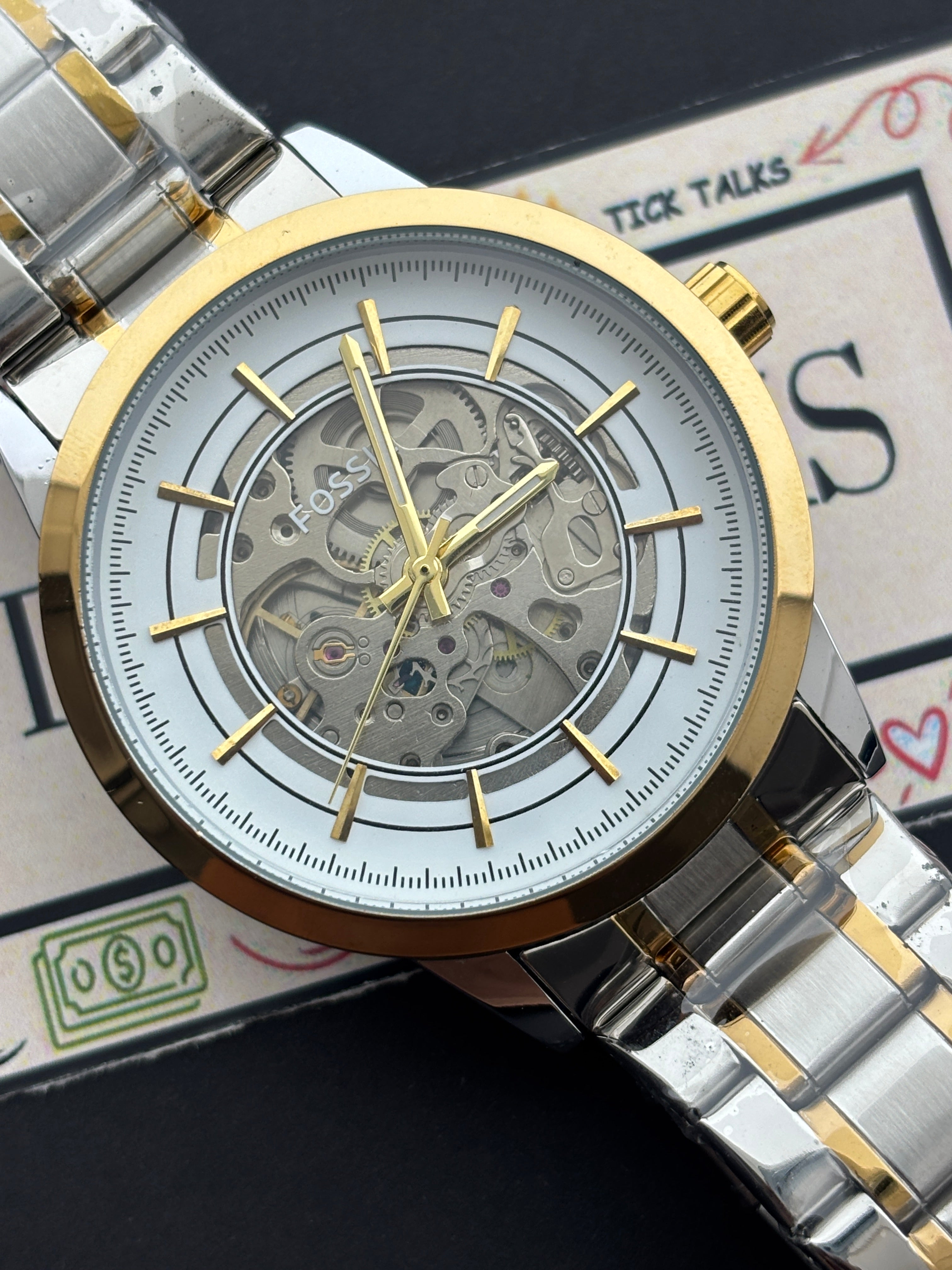 Premium Gold Skeleton Automatic Watch – Men