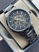 Premium Black Skeleton Automatic Watch – Men
