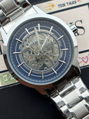 Premium Silver Skeleton Automatic Watch – Men