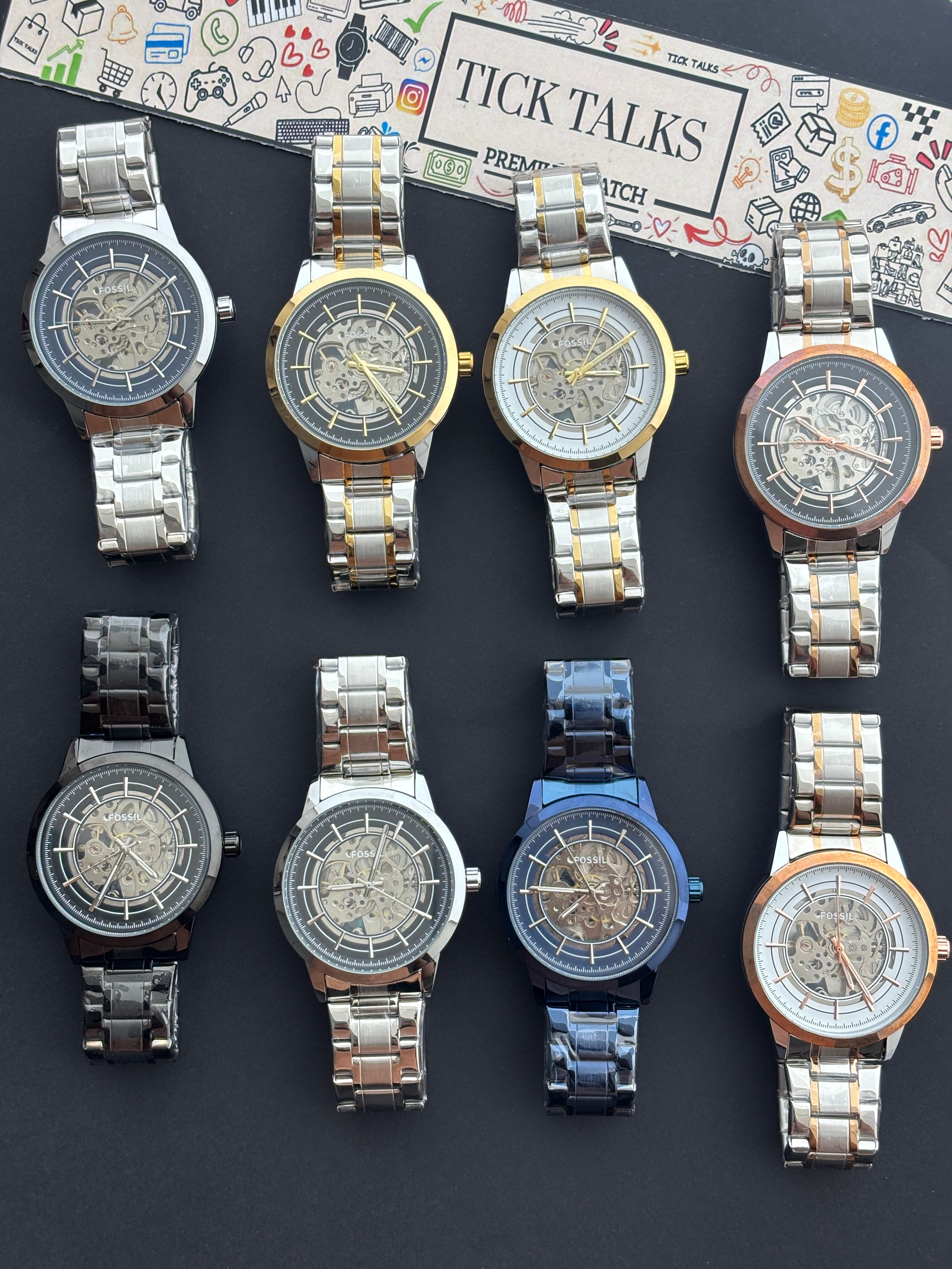 Premium Silver Skeleton Automatic Watch – Men