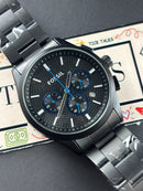 Premium Black Chronograph Style Luxury Watch Black Steel Bracelet – Men