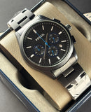 Premium Black Chronograph Style Luxury Watch Black Steel Bracelet – Men