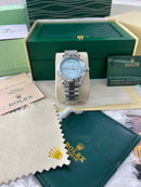 Ice Blue Fluted Steel Day-Date Quartz Watch