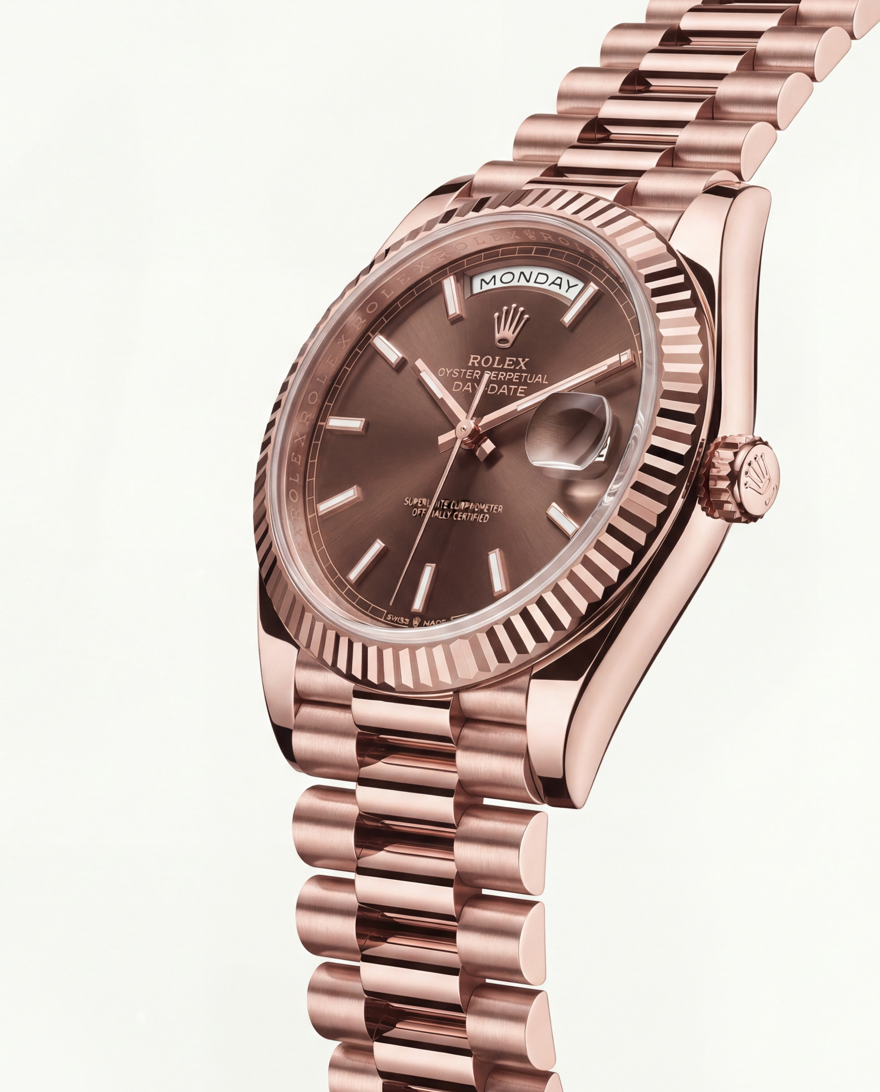Rose Gold Day-Date President-Style Luxury Men’s Watch with Brown Dial