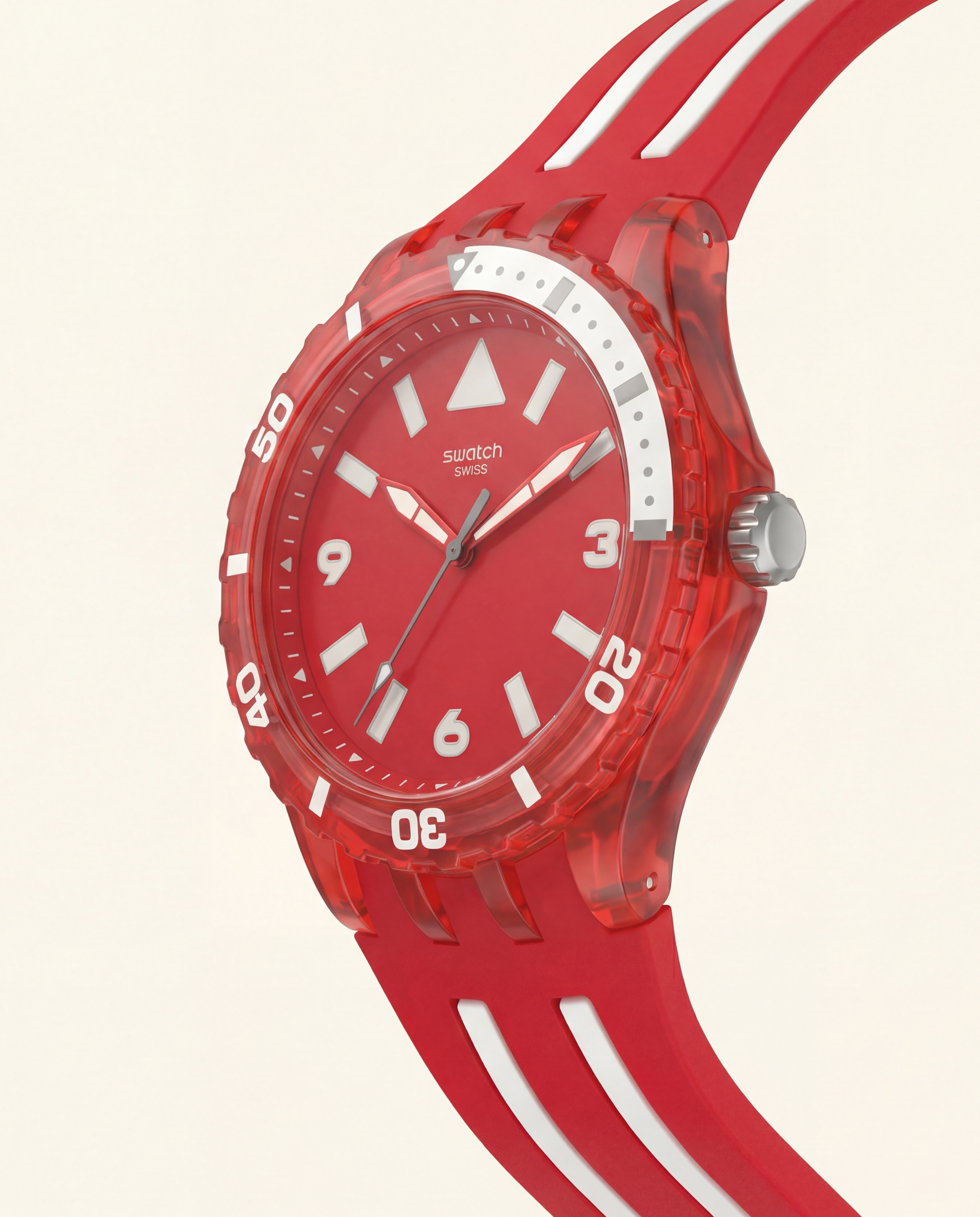 Red Transparent Sport Men’s Watch with Silicone Strap