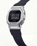 Silver Digital Luxury Watch with Black Resin Strap