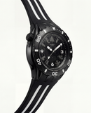 All-Black Skeleton Dive-Style Men’s Watch with Silicone Strap