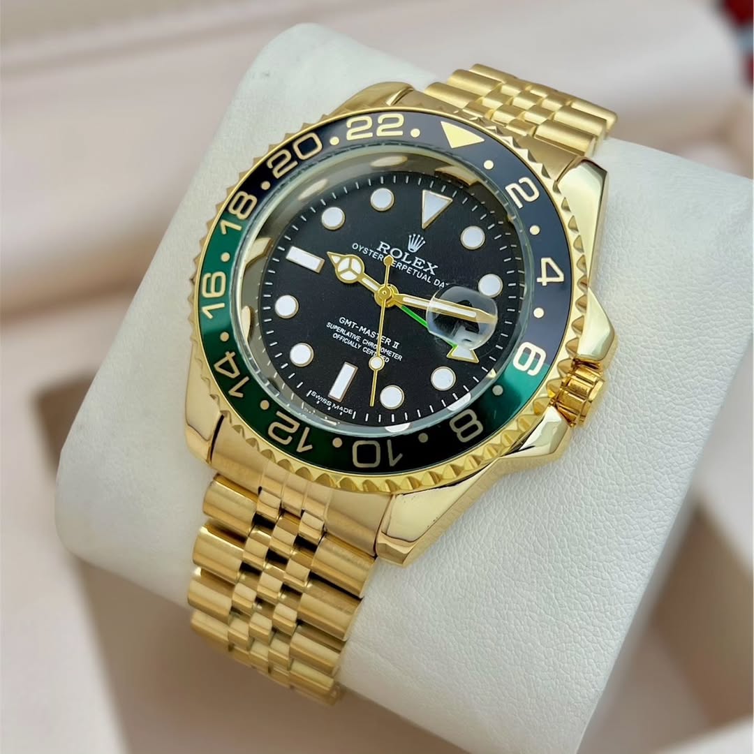 Premium Gold GMT Style Luxury Watch Green Black Ceramic Bezel Jubilee Bracelet Classic Luxury Watch – Men