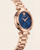 Rose Gold Stainless Steel Case Royal Blue Dial Luxury Medusa Bracelet Watch – Women