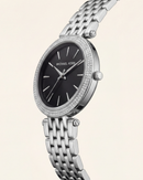 Stainless Steel Crystal Bezel Black Dial Luxury Bracelet Watch – Women