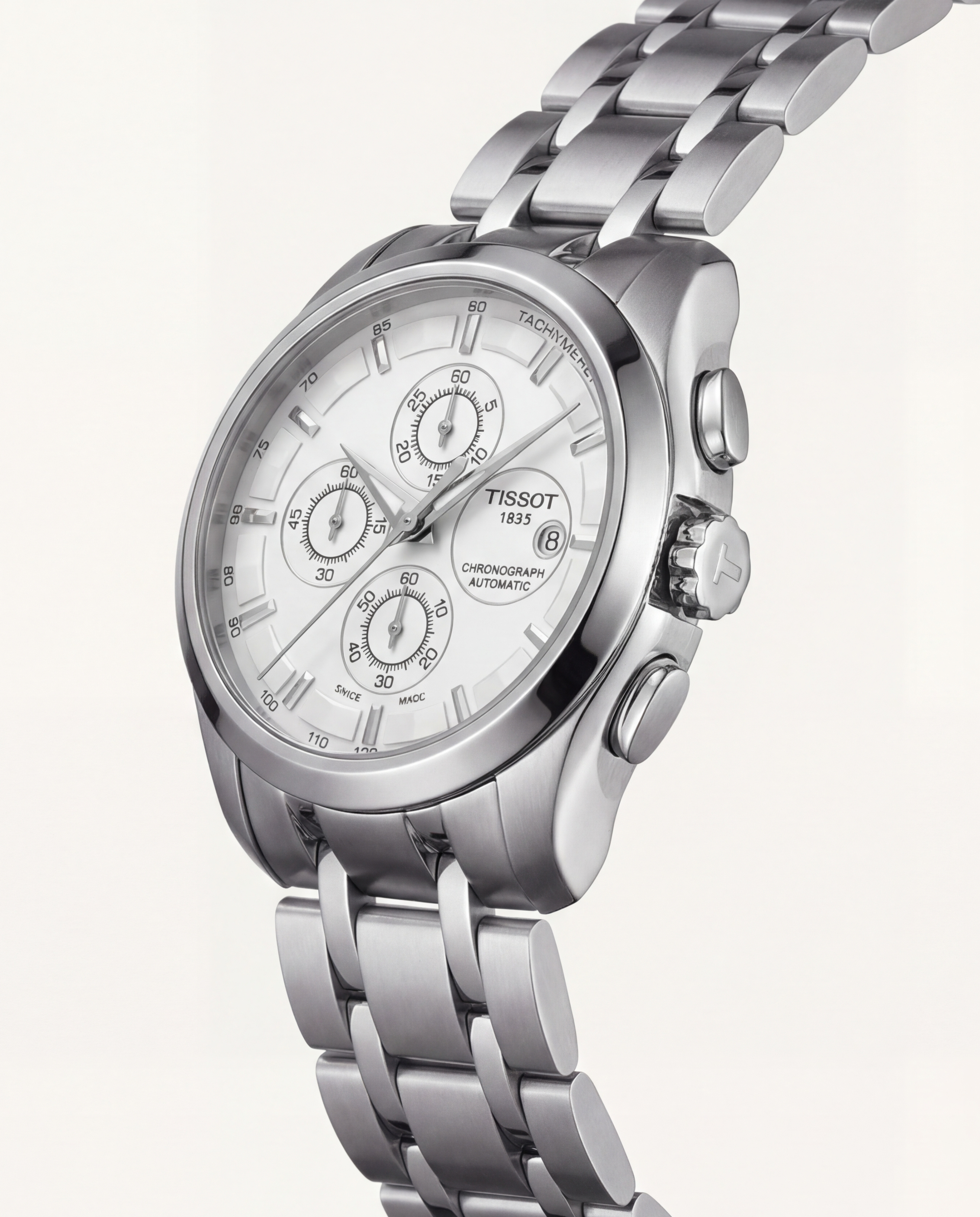Classic White Dial Automatic-Style Chronograph Men’s Watch