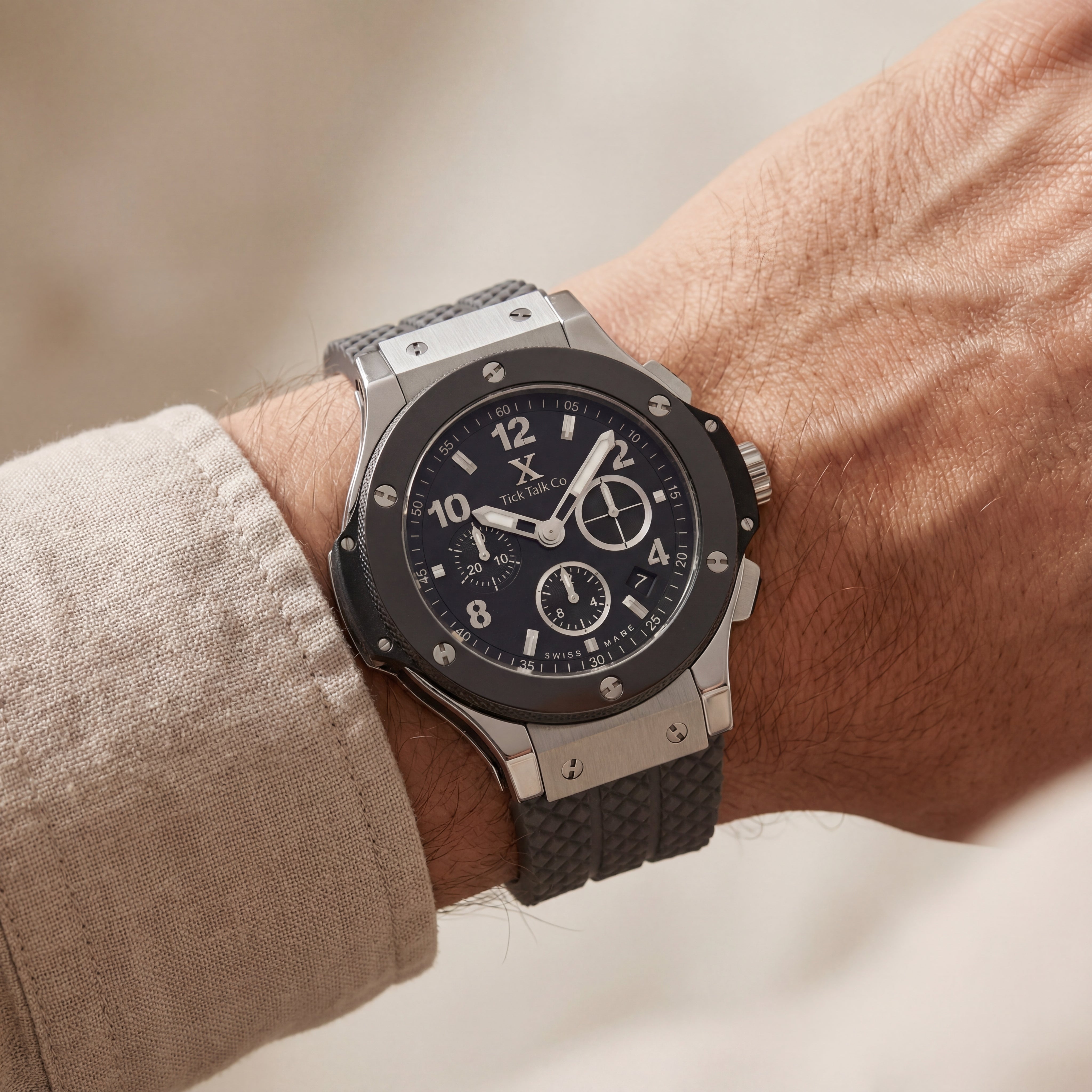 Black Dial Chronograph with Grey Rubber Strap