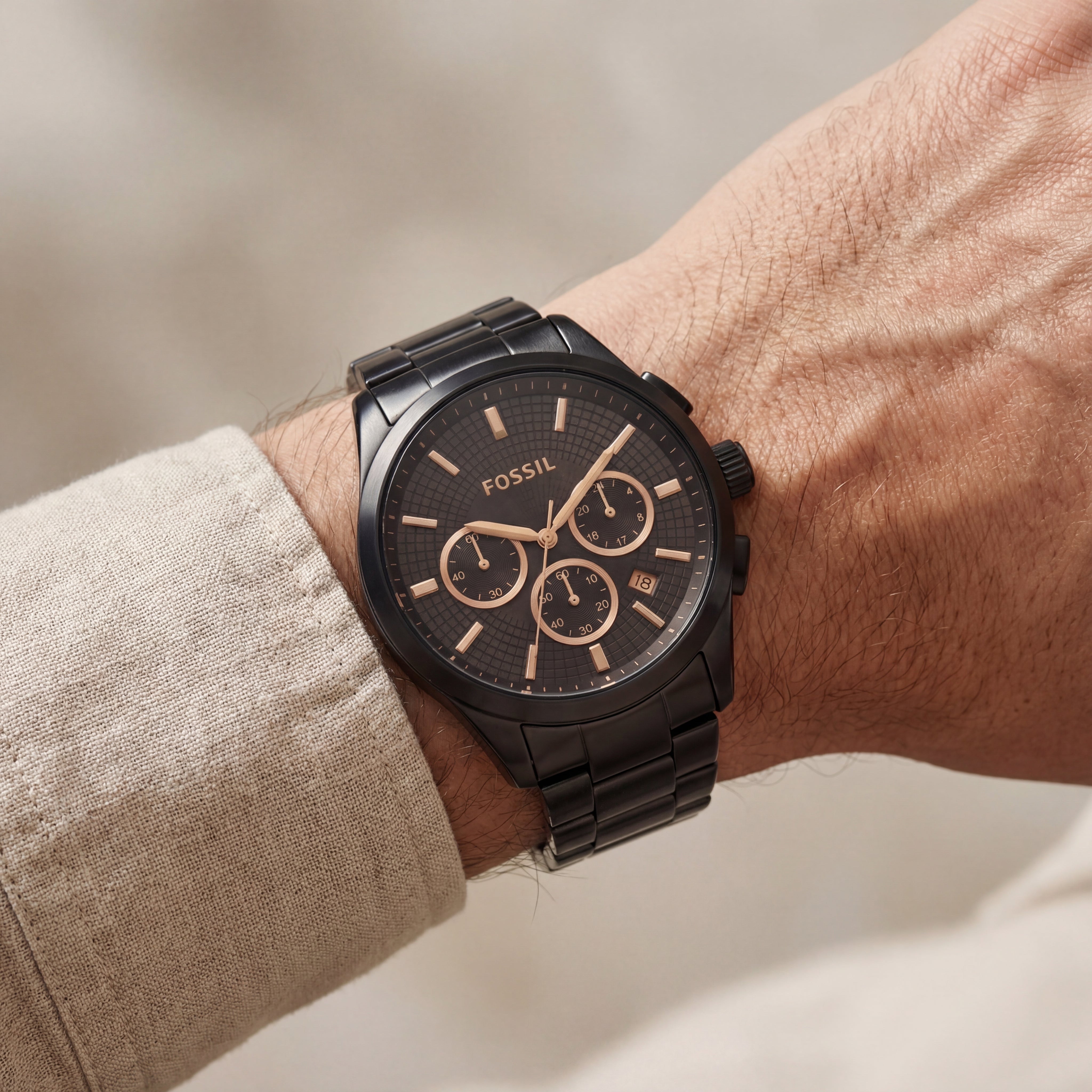 Ryder Noir Black Rose-Tone Chronograph Watch