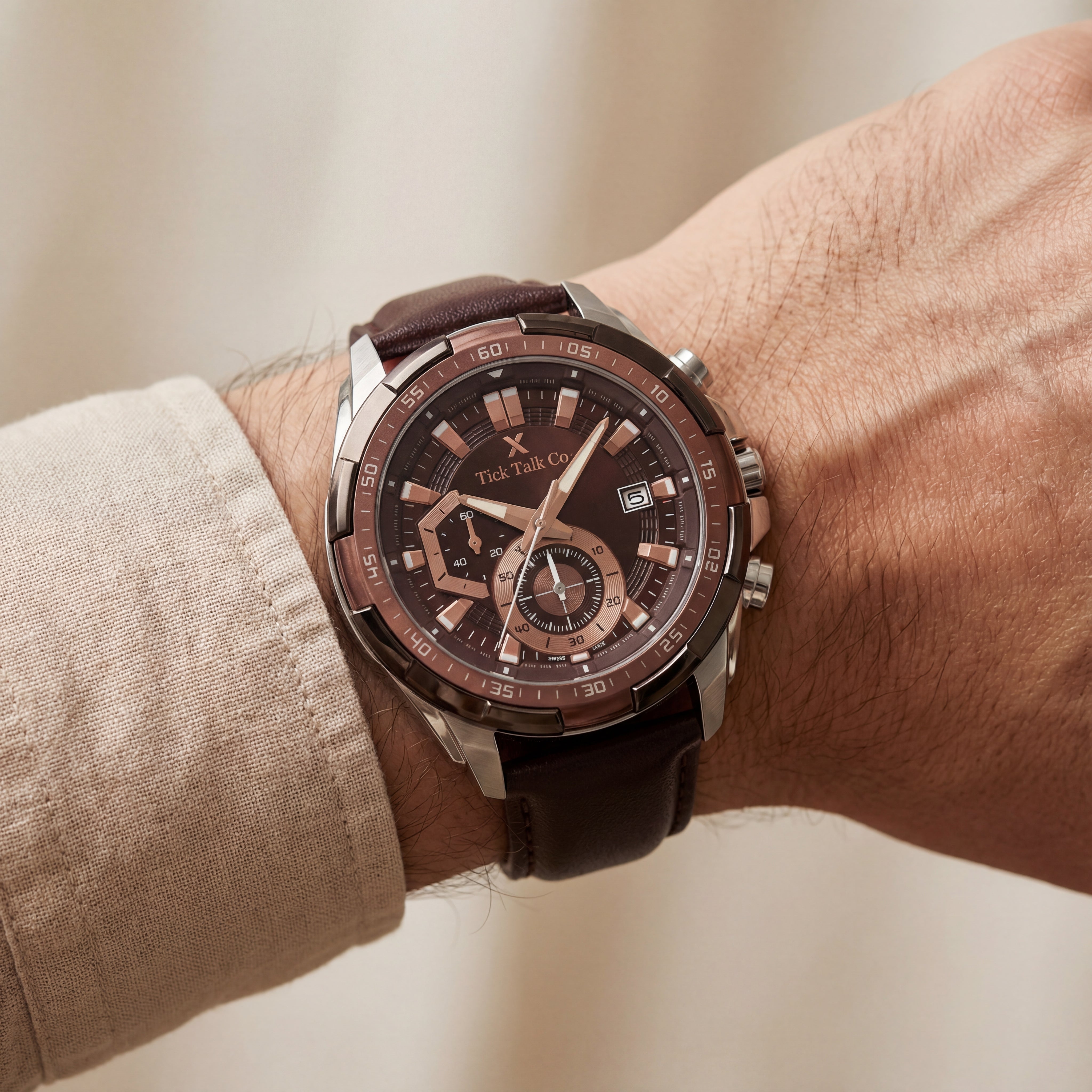 Centrix Brown Rose Gold Chronograph