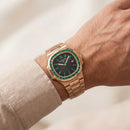 Rose Gold Green Bezel Luxury Metal Watch for Men